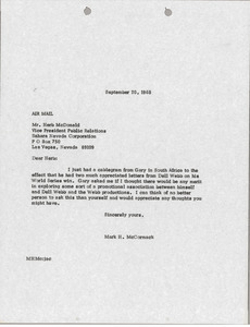 Letter from Mark H. McCormack to Herb McDonald