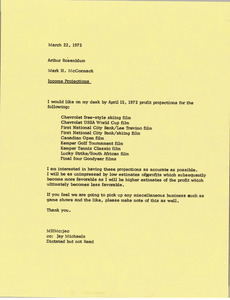 Memorandum from Mark H. McCormack to Arthur Rosenblum