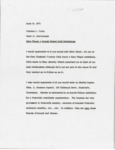 Memorandum from Mark H. McCormack to Charles L. Foley