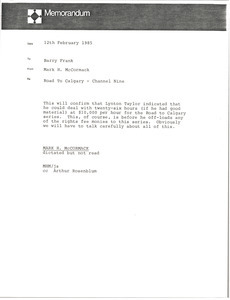 Memorandum from Mark H. McCormack to Barry Frank