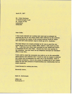 Letter from Mark H. McCormack to Colin MacLaine