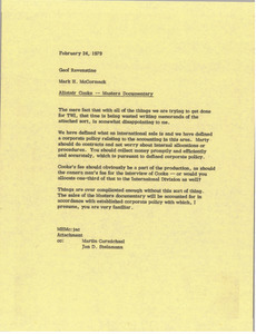 Memorandum from Mark H. McCormack to Geof Ravenstine