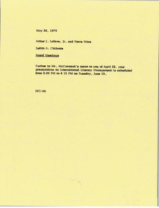 Memorandum from Judy A. Chilcote to Arthur J. Lafave and Steven D. Price