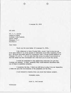 Letter from Mark H. McCormack to A. C. Rennie