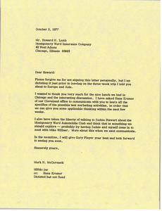 Letter from Mark H. McCormack to Howard H. Lamb