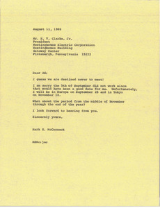 Letter from Mark H. McCormack to E. V. Clarke Jr.