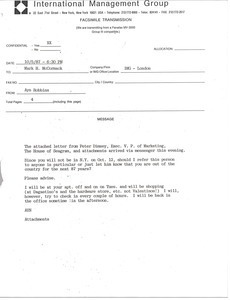 Fax from Ayn Robbins to Mark H. McCormack