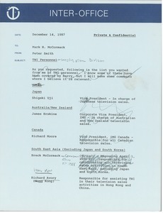 Memorandum from Peter Smith to Mark H. McCormack