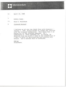 Memorandum from Mark H. McCormack to Bobbie Lemmo