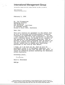 Letter from Mark H. McCormack to Jim Fitzmaurice