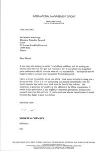 Letter from Mark H. McCormack to Mounir Moufarrige