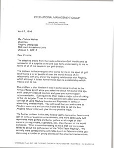 Letter from Mark H. McCormack to Christie Hefner