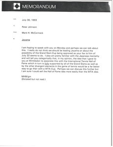 Memorandum from Mark H. McCormack to Peter Johnson