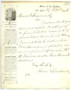 Letter from Samuel Sinclair to Amos Adams Lawrence