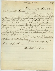 Letter from Bartlett C. Srout to Joseph Lyman