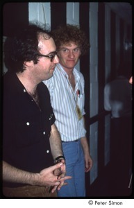 MUSE concert and rally: John Landau (left) and Tom Campbell backstage at the MUSE concert