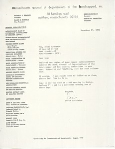 Letter from Doris Sarkisian to Bea Anderson