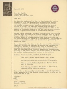 Letter from Dean F. Ridenour to Mary T. Bartels