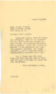 Letter from W. E. B. Du Bois to Jessie Fauset