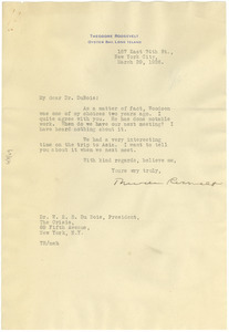 Letter from Theodore Roosevelt to W. E. B. Du Bois