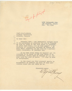 Letter from Edgar Dorsey to W. E. B. Du Bois