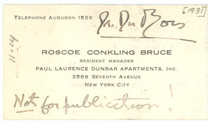 Business card of Roscoe Conkling Bruce