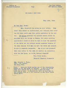 Letter from Theodore Roosevelt to Eslanda C. Goode