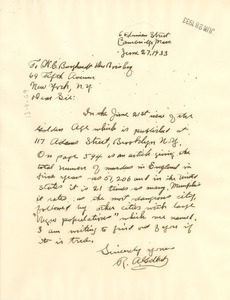 Letter from R. A. Gilbert to W. E. B. Du Bois