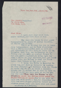 Letter from E. M. Edwards to The Crisis