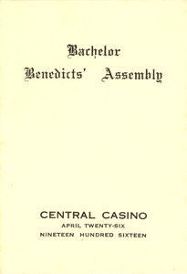 Bachelor Benedicts' Assembly program and dance card