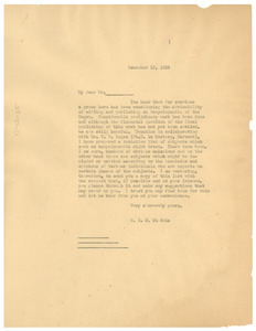 Circular letter from W. E. B. Du Bois