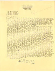Letter from Kenneth W. Porter to W. E. B. Du Bois