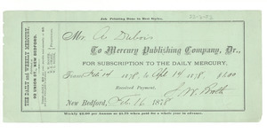 Daily Mercury subscription receipt