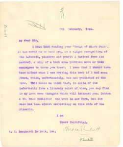 Letter from Horace Plunkett to W. E. B. Du Bois