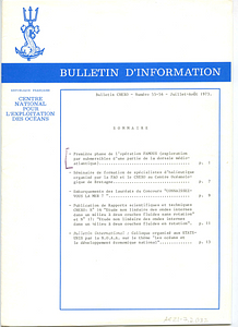 Correspondence: Bulletin D'Information (in French) from Centre National Pour L'Exploitation Des Oceans.