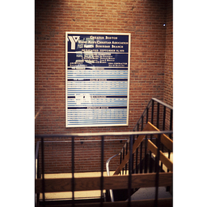 Sign listing sponsors and committee members for the North Suburban Branch YMCA