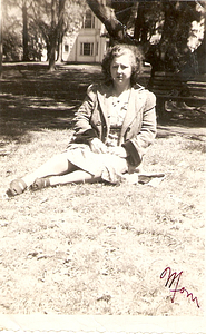 Enjoying the day on the library lawn