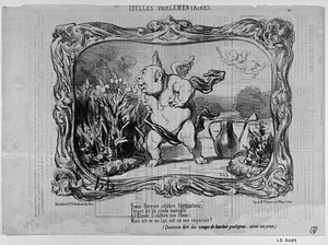 Voyez Berryer, célèbre horticulteur, Fesant ici sa ronde matinale. A l'Elysée, il cultive une fleur Mais est-ce un Lys, est-ce une impériale? Quatrain tiré des coups de boutoir poétiques. - volume sous presse.)