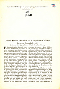 Public school provision for exceptional children