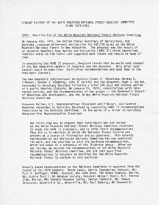 Brief History of the White Mountain National Forest Advisory Committee, Years 1979-1983