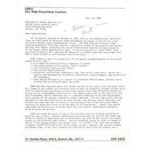 Letter, Judge Garrity, December 11, 1984.
