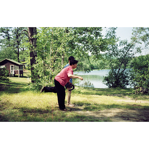 Association member playing horseshoes