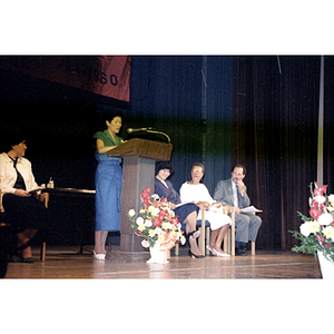 Speaker at Roxbury Community College's commencement ceremony