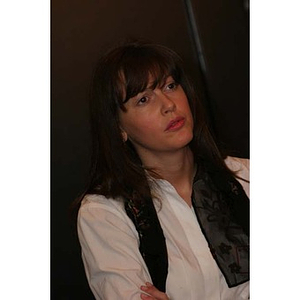 A woman at the Northeastern University New York City town meeting