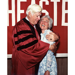 Thomas P. O'Neill Jr. and an unidentified woman at the June 21, 1982 commencement ceremony