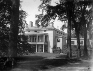 Exterior rear view of Bellmont, the Cushing-Col. Benton Estate, Belmont, Mass.