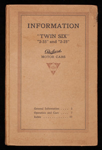 Information "Twin Six," 2-35 and 2-25, Packard Motor Car Company, Detroit, Michigan