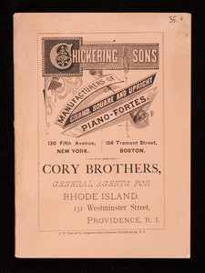 Chickering & Sons, manufacturers of grand, square and upright piano-fortes, 130 Fifth Avenue, New York and 156 Tremont Street, Boston, Mass.
