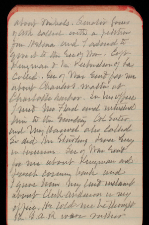 Thomas Lincoln Casey Notebook, April 1890-June 1890, 39, about [illegible]. Senator Jones