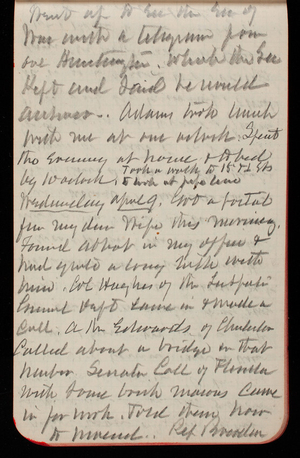 Thomas Lincoln Casey Notebook, February 1890-April 1890, 74, Went up to see the Sec of War